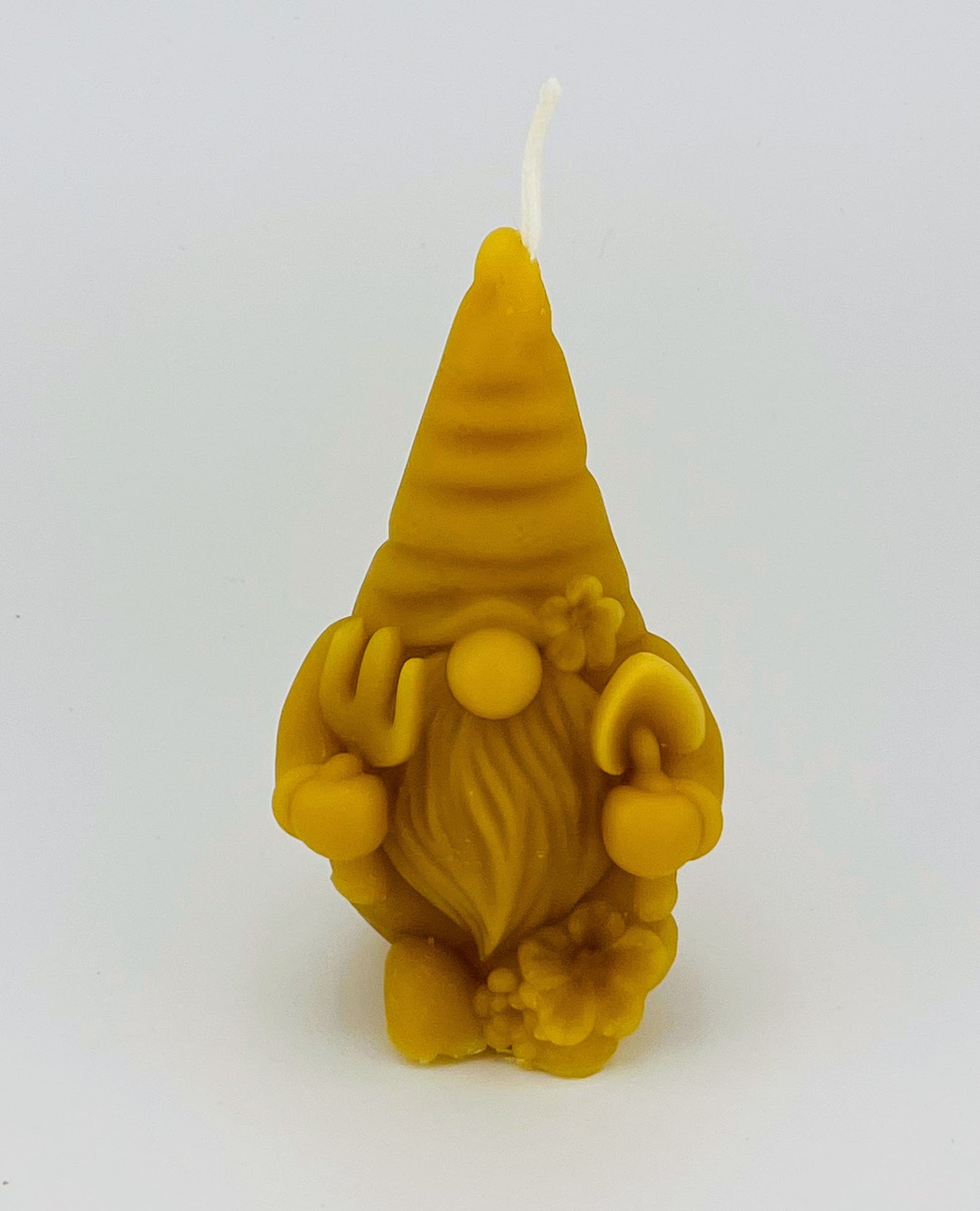 Garden gnome beeswax candle
