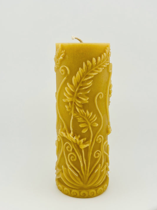 Fern Pillar Beeswax Candle